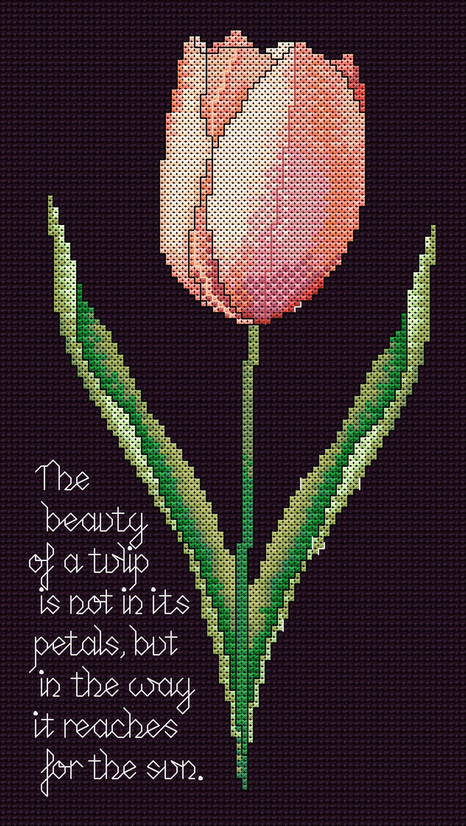 Tulip Cross Stitch Chart with Verse — Botanical Floral PDF Pattern Download