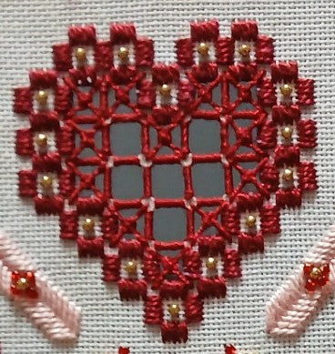 My Beaded Heart — Red & Pink Hardanger Embroidery Chart PDF Download