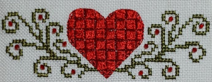 Heart in Threads Band Sampler Cross Stitch Chart — PDF Pattern Download