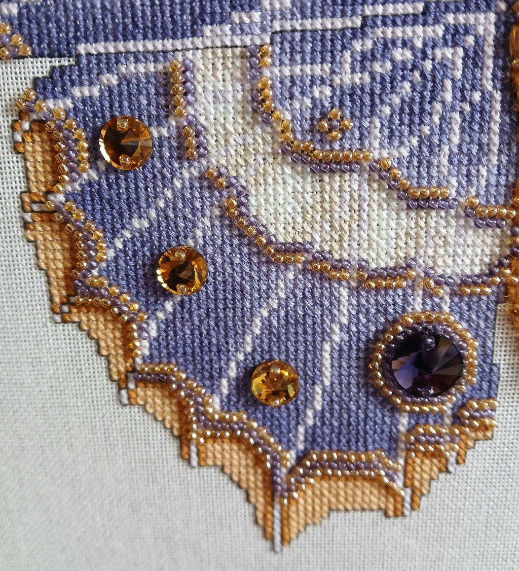 Crystal Majesty Moth Cross Stitch Chart — Fantasy Jewel Tones PDF Pattern Download
