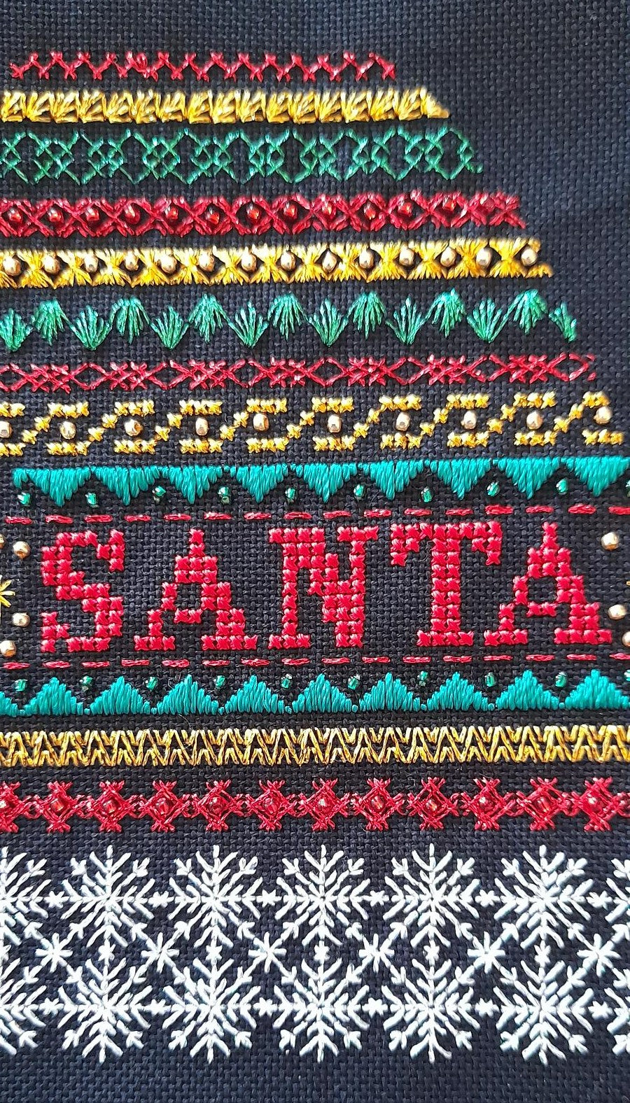 Santa Hat Design Beaded Christmas Band Sampler Pattern — PDF Download