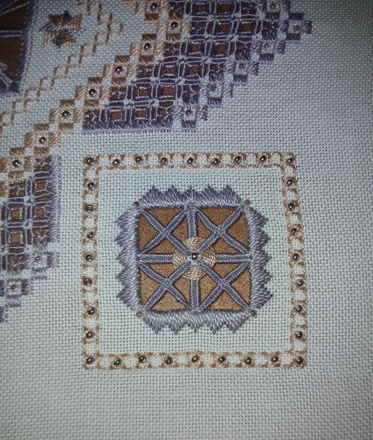 Beautiful Beaded Beauty — Pink & Mauve Hardanger Embroidery Chart PDF Download