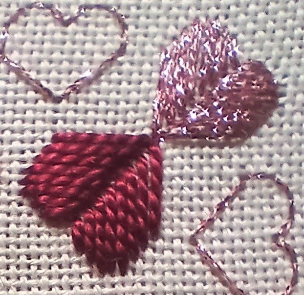 My Beaded Heart — Red & Pink Hardanger Embroidery Chart PDF Download