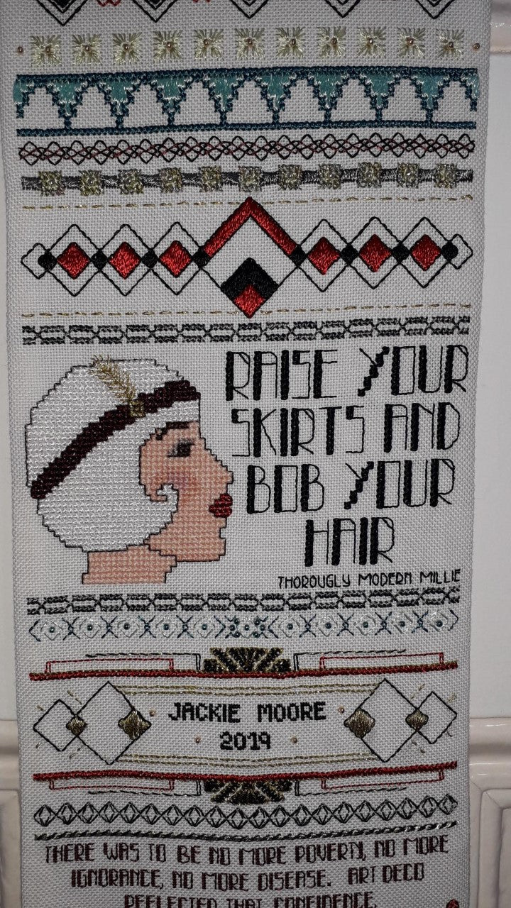Glitz and Glamour Art Deco Cross Stitch Band Sampler — PDF Pattern Download