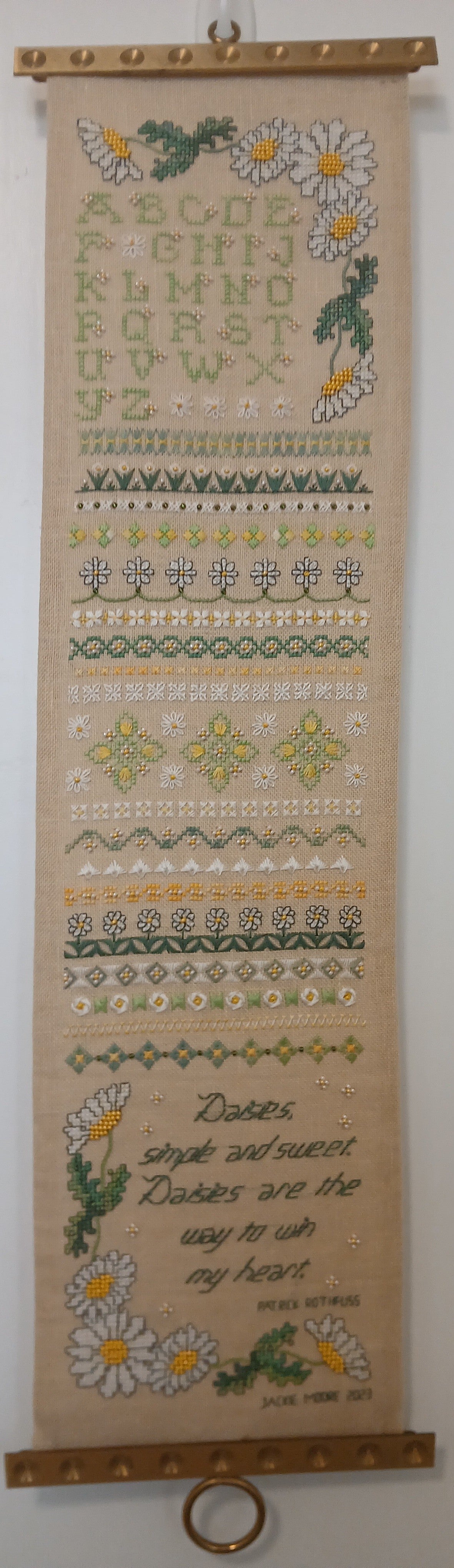 Beautiful Daisy Dreams Cross Stitch Band Sampler — PDF Pattern Download