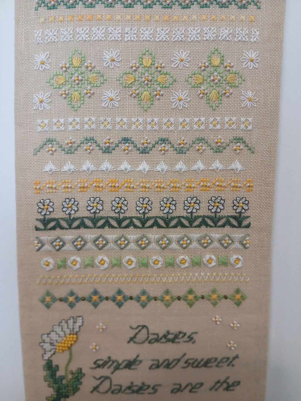Beautiful Daisy Dreams Cross Stitch Band Sampler — PDF Pattern Download