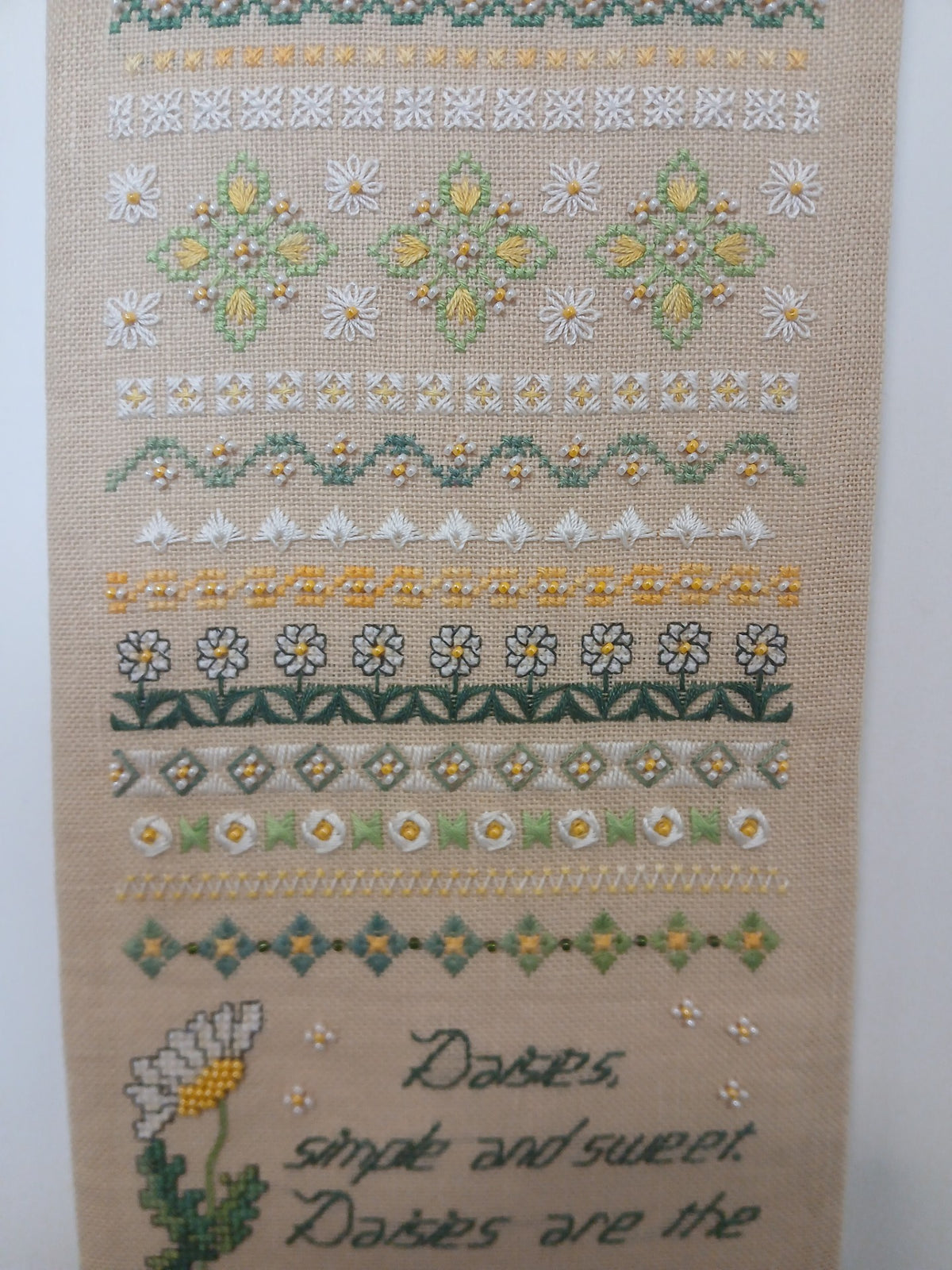 Beautiful Daisy Dreams Cross Stitch Band Sampler — PDF Pattern Download