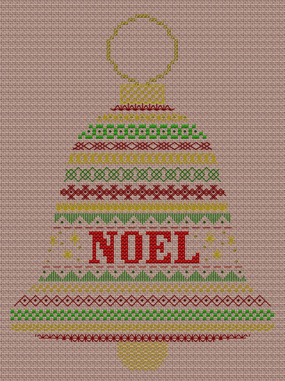 Bell Design Beaded Christmas Band Sampler Pattern — PDF Download