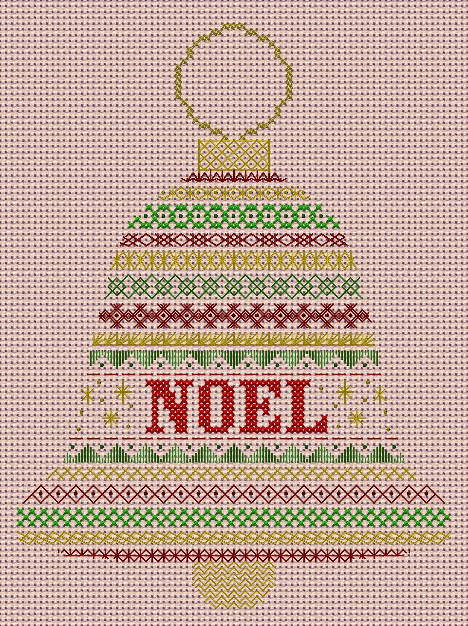 Bell Design Beaded Christmas Band Sampler Pattern — PDF Download