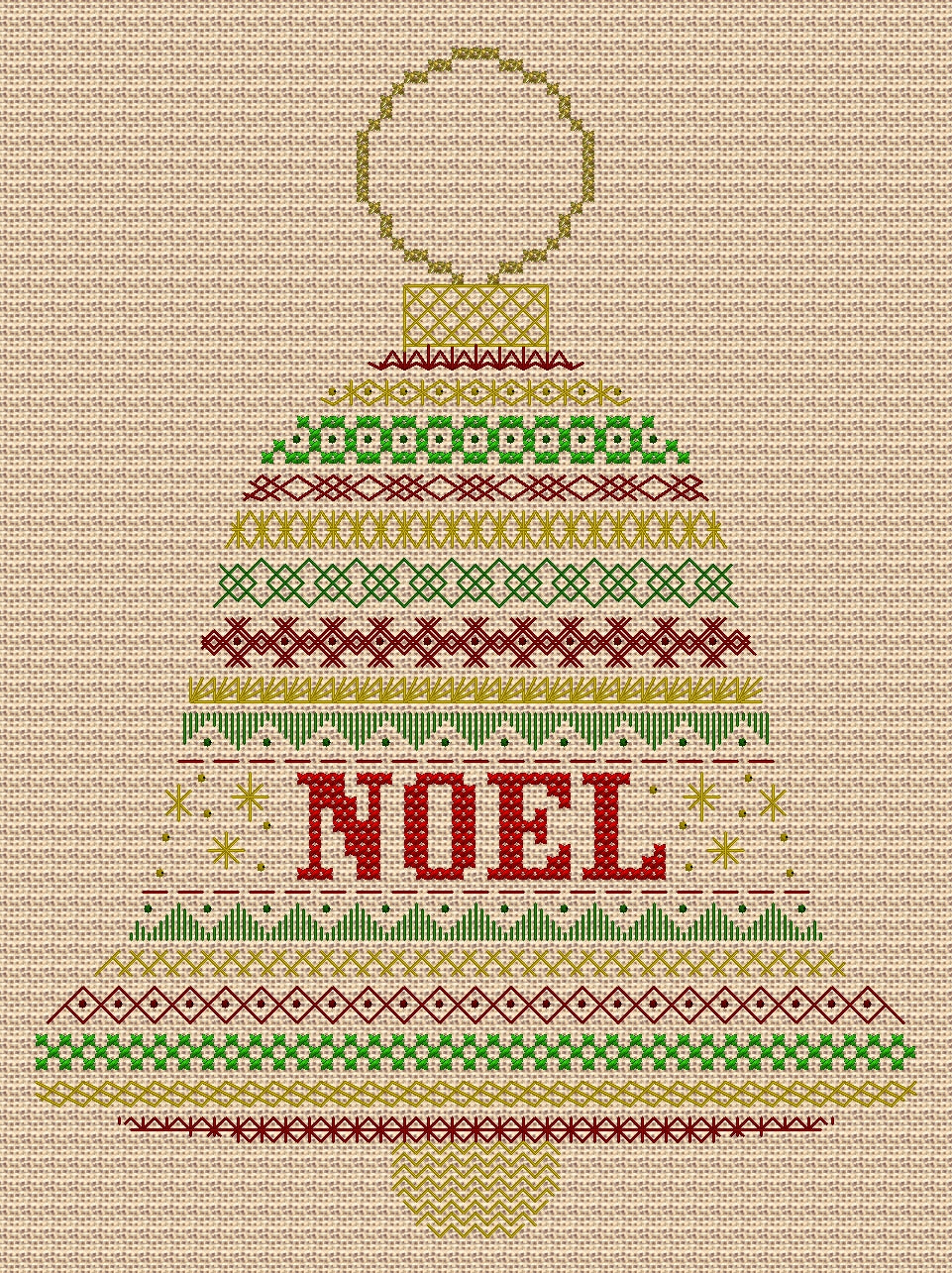 Bell Design Beaded Christmas Band Sampler Pattern — PDF Download