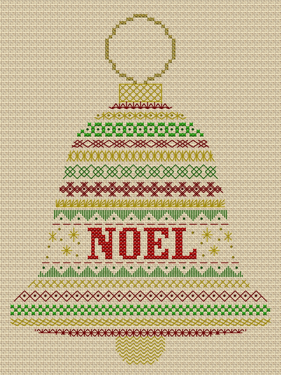 Bell Design Beaded Christmas Band Sampler Pattern — PDF Download