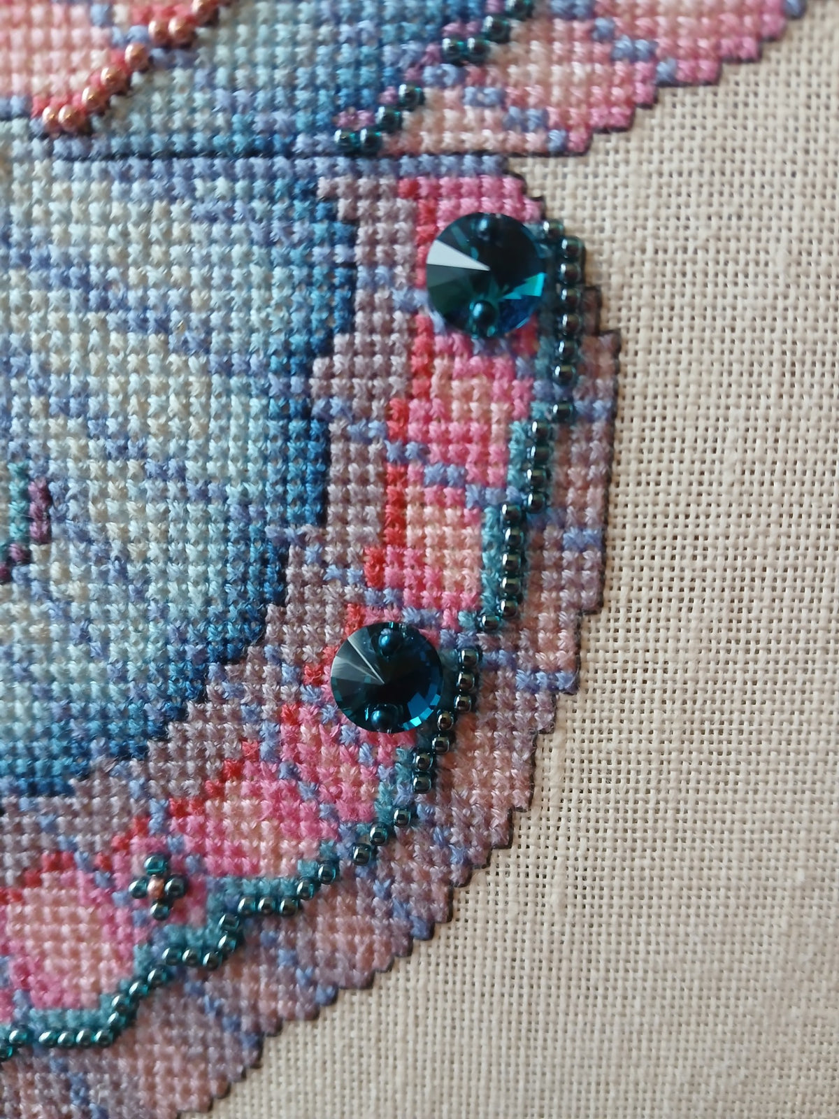 Crystal Fantasy Moth Cross Stitch Chart — Fantasy Jewel Tones PDF Pattern Download