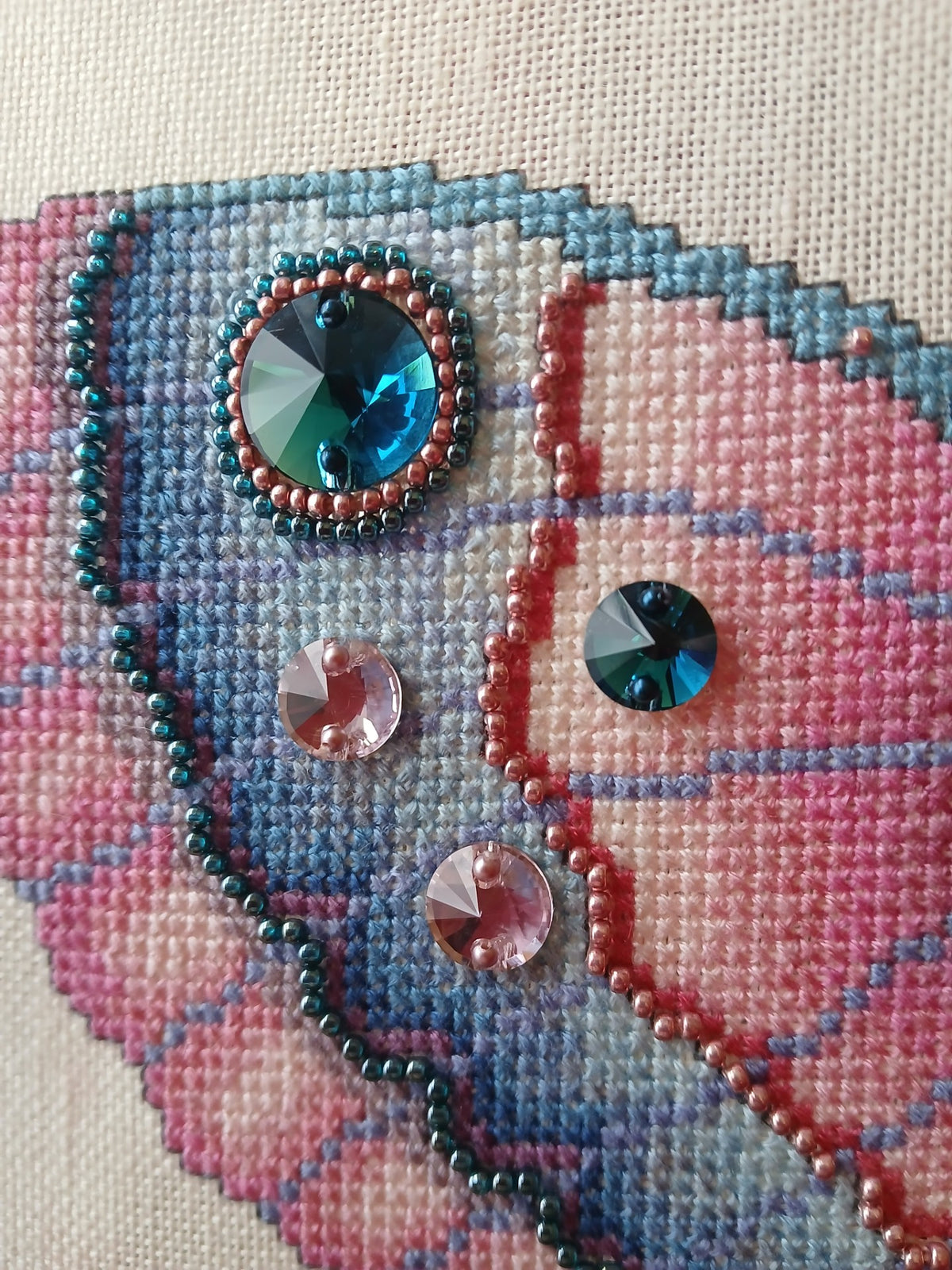 Crystal Fantasy Moth Cross Stitch Chart — Fantasy Jewel Tones PDF Pattern Download
