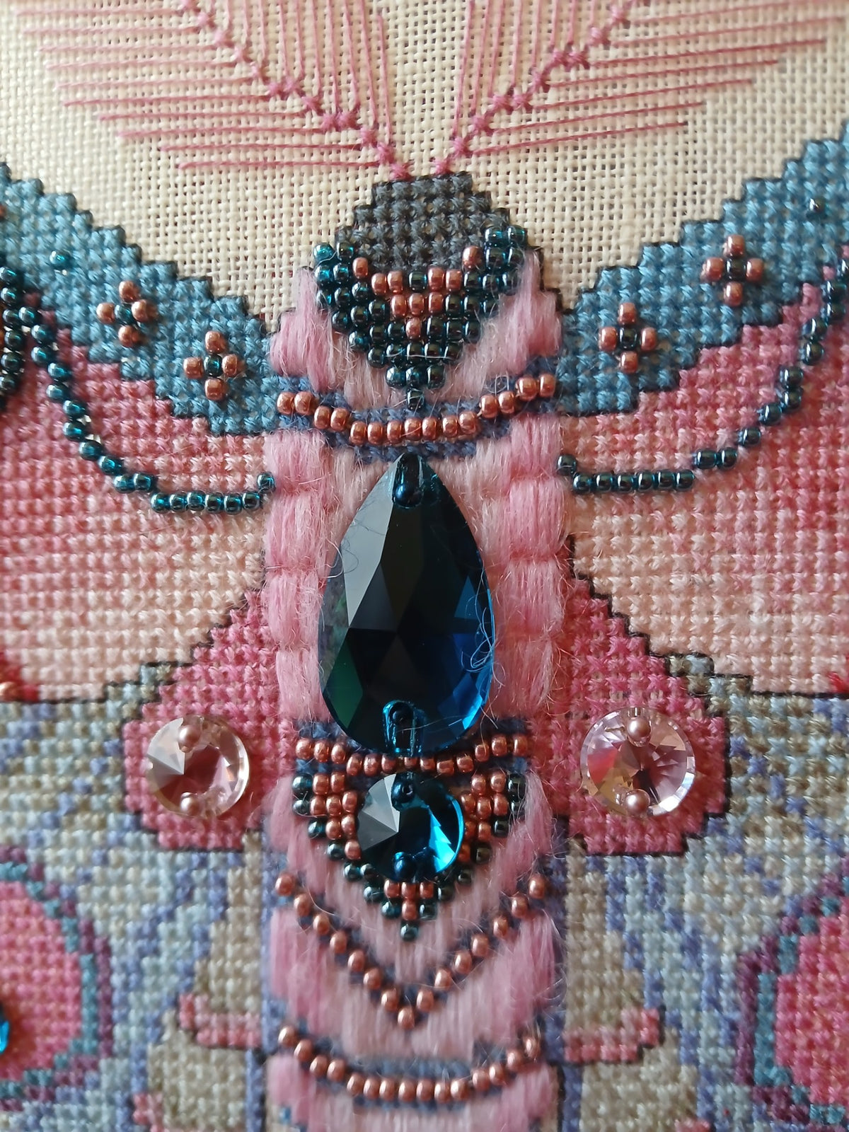 Crystal Fantasy Moth Cross Stitch Chart — Fantasy Jewel Tones PDF Pattern Download