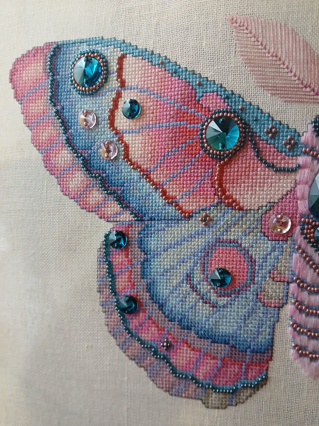 Crystal Fantasy Moth Cross Stitch Chart — Fantasy Jewel Tones PDF Pattern Download