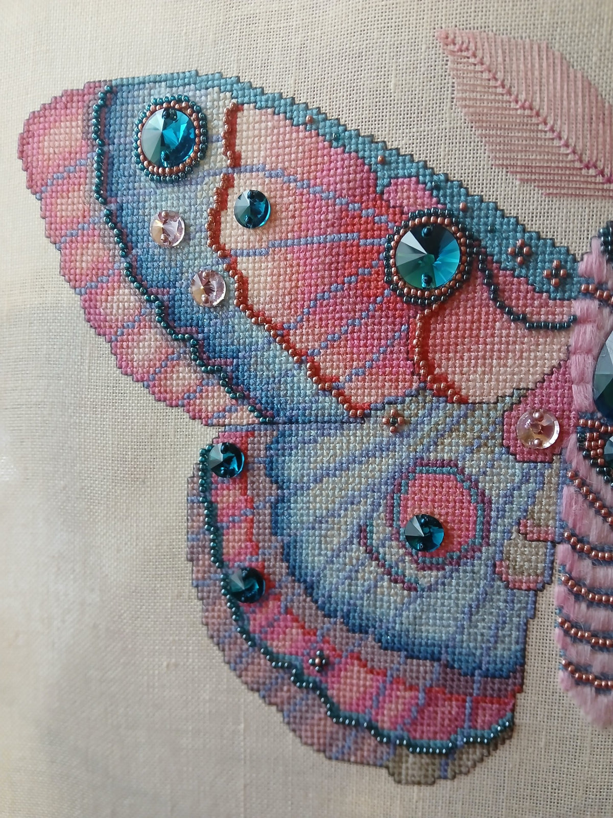 Crystal Fantasy Moth Cross Stitch Chart — Fantasy Jewel Tones PDF Pattern Download