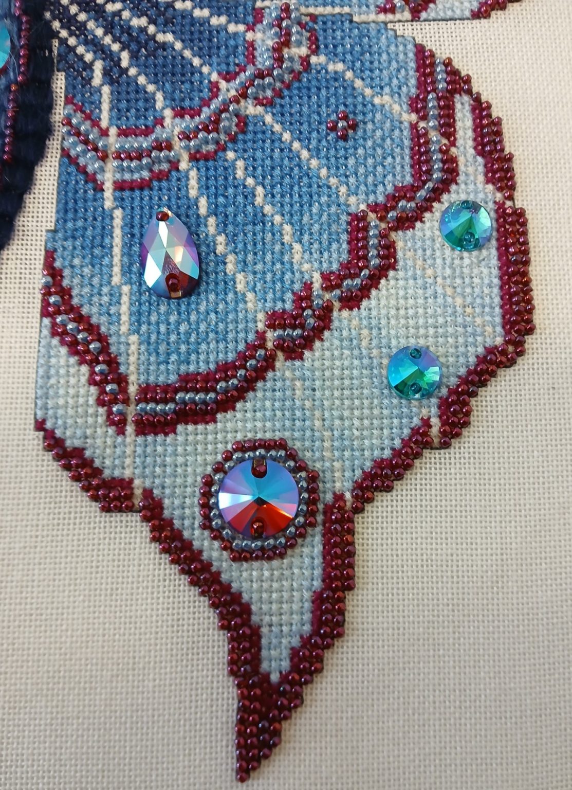 Crystal Midnight Moth Cross Stitch Chart — Fantasy Jewel Tones PDF Pattern Download