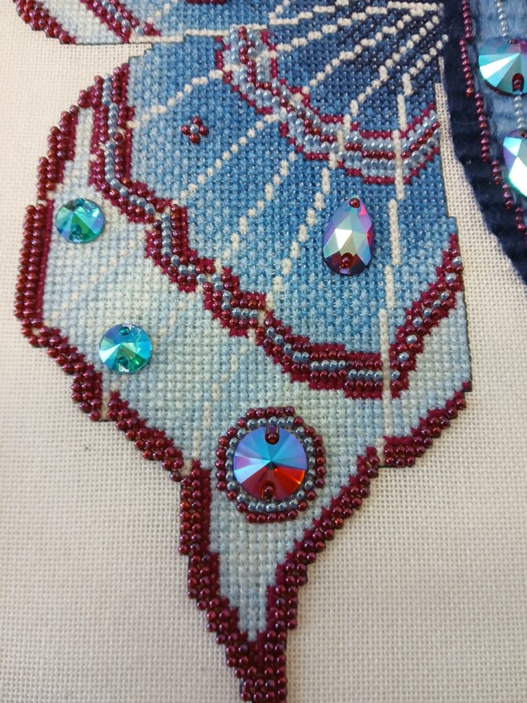 Crystal Midnight Moth Cross Stitch Chart — Fantasy Jewel Tones PDF Pattern Download
