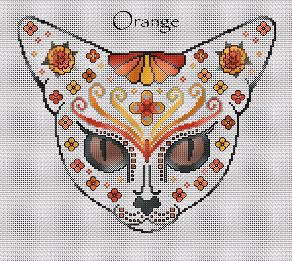 Feline Fantasy Mystical Cat Sugar/Day of the Dead Cross Stitch Chart — 9 Colourways PDF Download