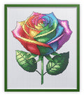 Rainbow Rose Cross Stitch Chart — Colourful Floral PDF Pattern Download
