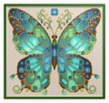 Aquamarine & Emerald Jewelled Fantasy Butterfly Cross Stitch Chart — PDF Pattern Download