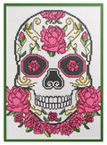 Pink Rose Sugar/Day of the Dead Skull Cross Stitch Chart — PDF Download