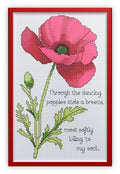 Poppy Cross Stitch Chart with Verse — Botanical Floral PDF Pattern Download