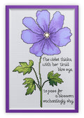 Violet Cross Stitch Chart with Verse — Botanical Floral PDF Pattern Download