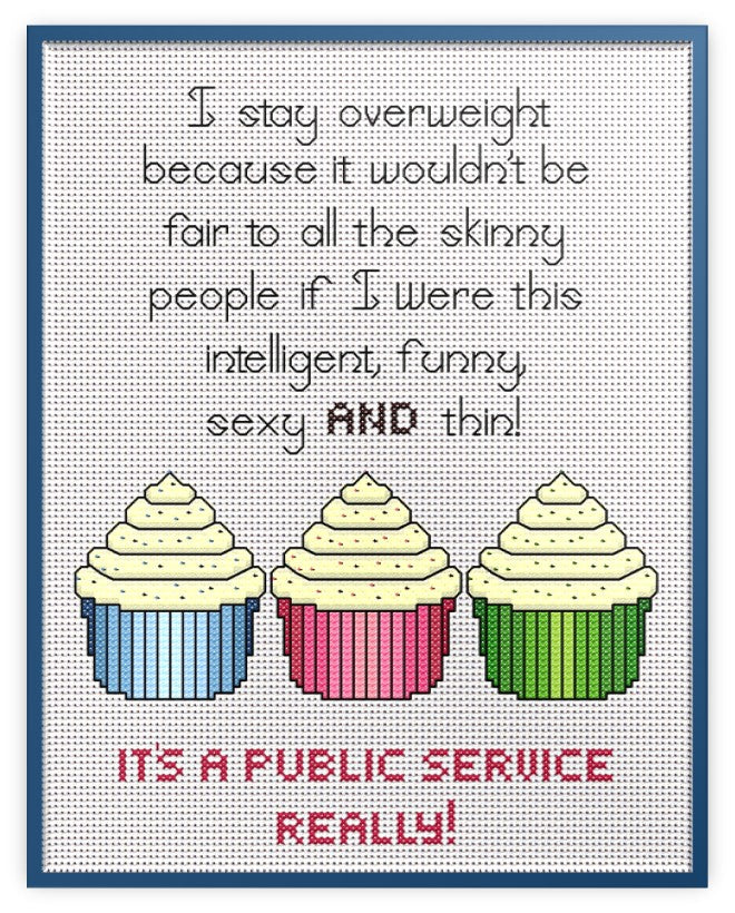 Stay Overweight — Cross Stitch Chart & Bead Pattern PDF Download