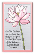 Lotus Flower Cross Stitch Chart with Verse — Botanical Floral PDF Pattern Download