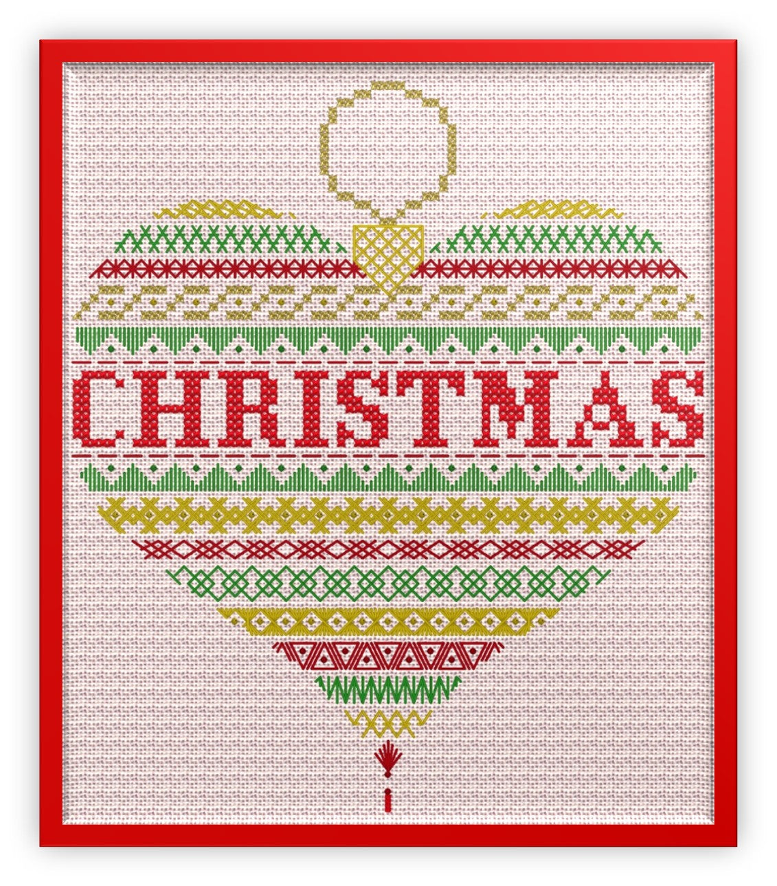 Heart Bauble Design Beaded Christmas Band Sampler Pattern — PDF Download
