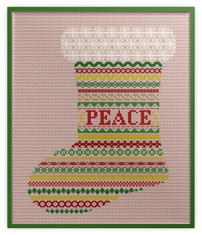 Christmas Stocking Design Beaded Band Sampler Pattern — PDF Download