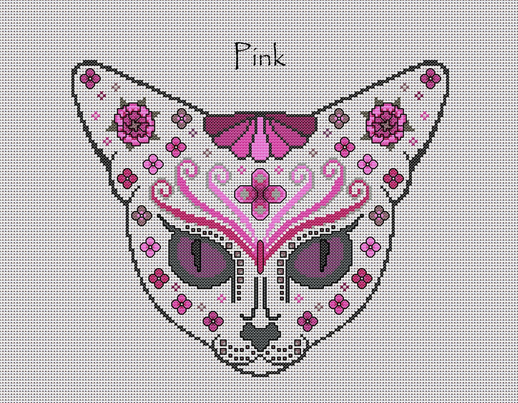 Feline Fantasy Mystical Cat Sugar/Day of the Dead Cross Stitch Chart — 9 Colourways PDF Download