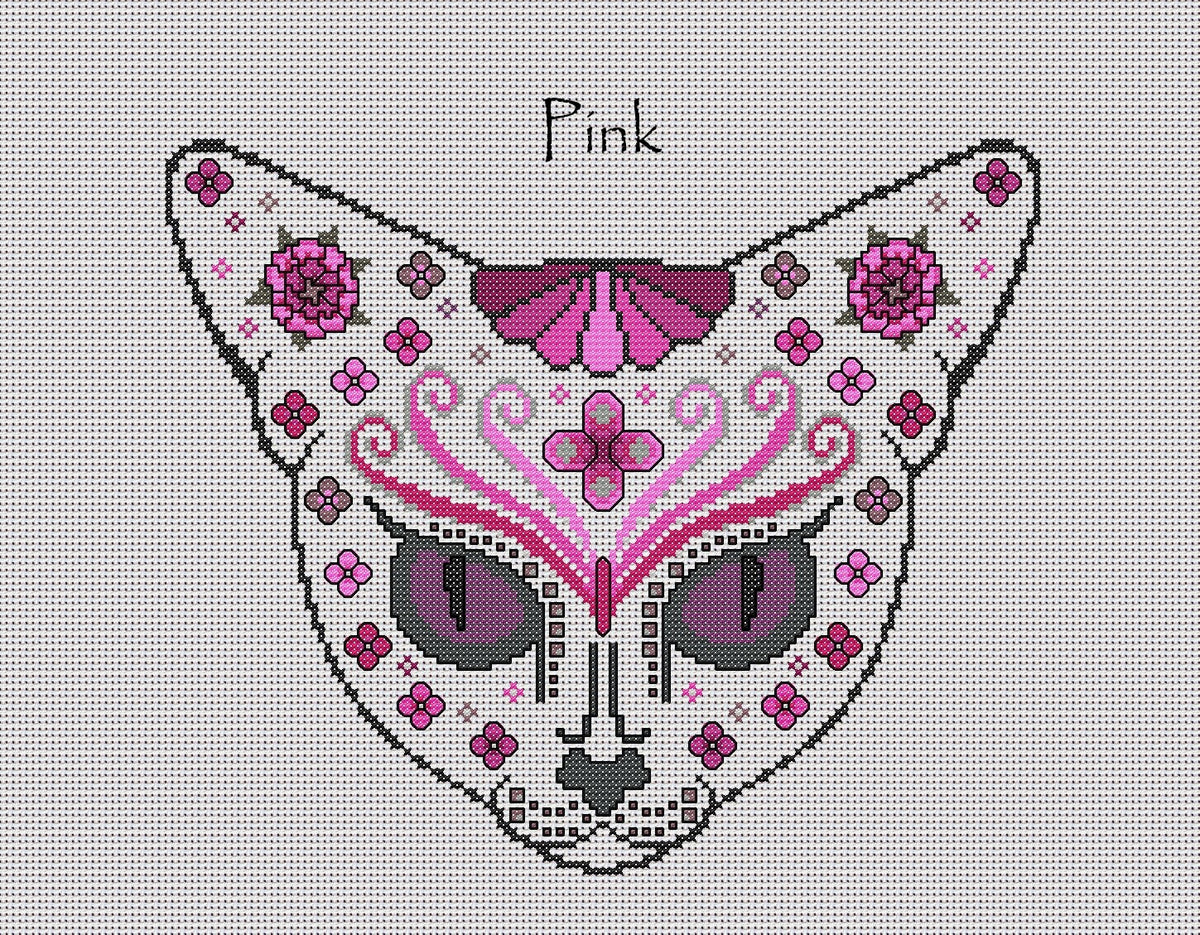 Feline Fantasy Mystical Cat Sugar/Day of the Dead Cross Stitch Chart — 9 Colourways PDF Download
