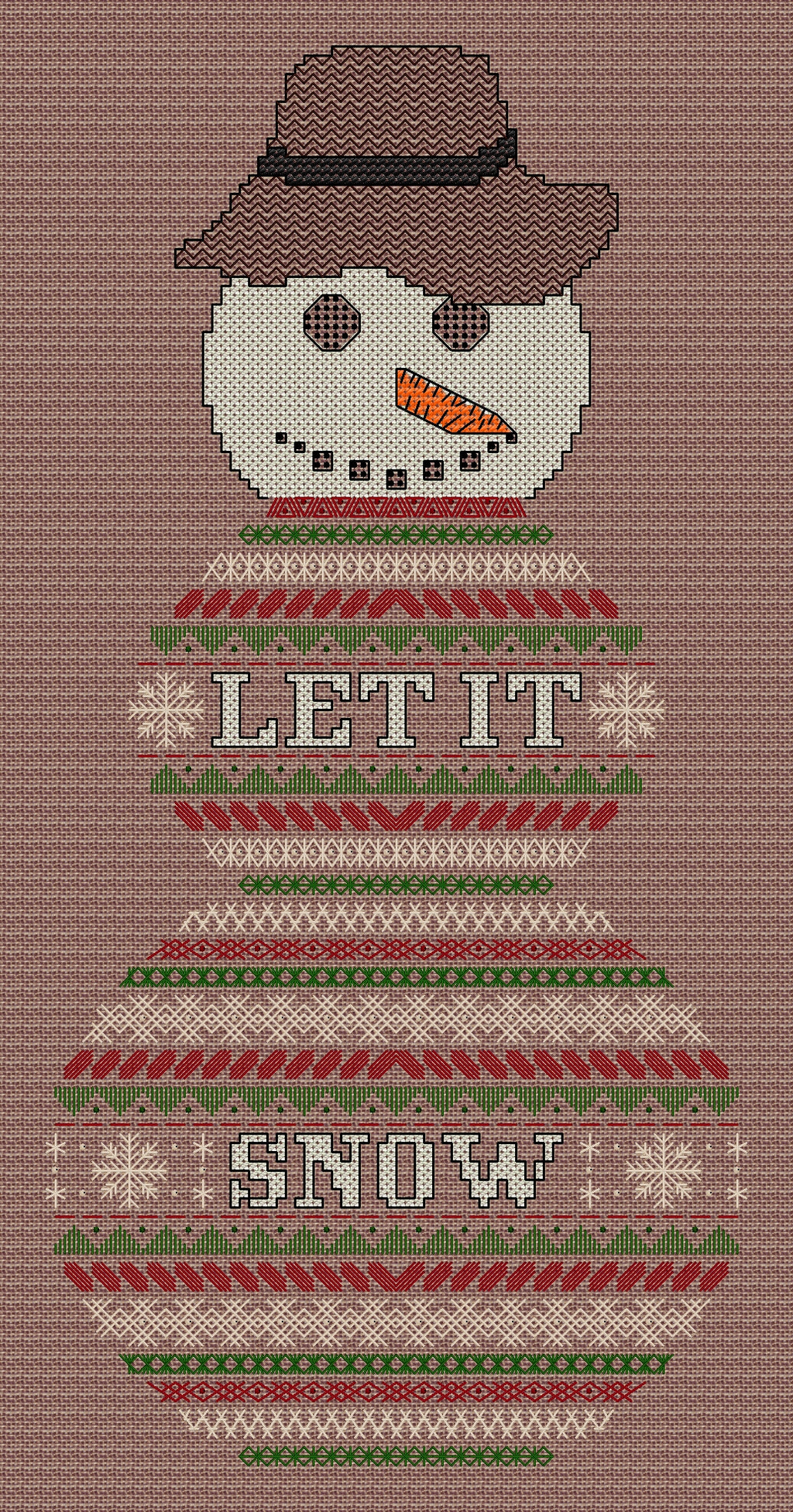 Snowman Design Beaded Christmas Band Sampler Pattern — PDF Download