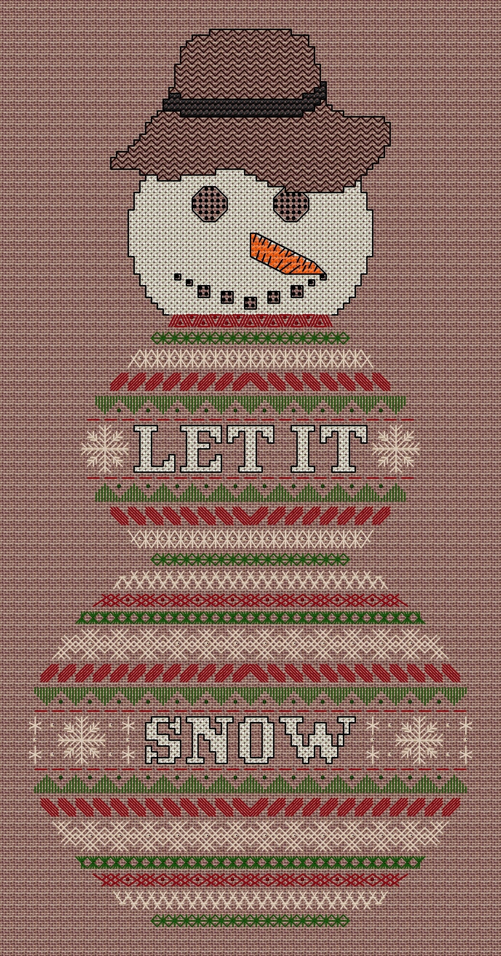Snowman Design Beaded Christmas Band Sampler Pattern — PDF Download