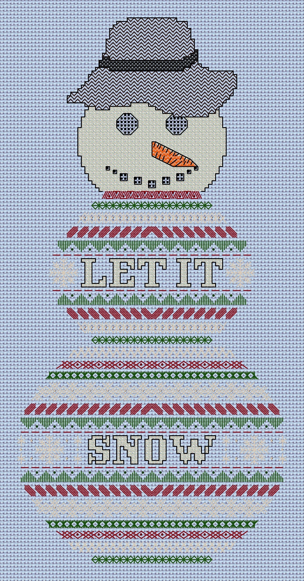 Snowman Design Beaded Christmas Band Sampler Pattern — PDF Download