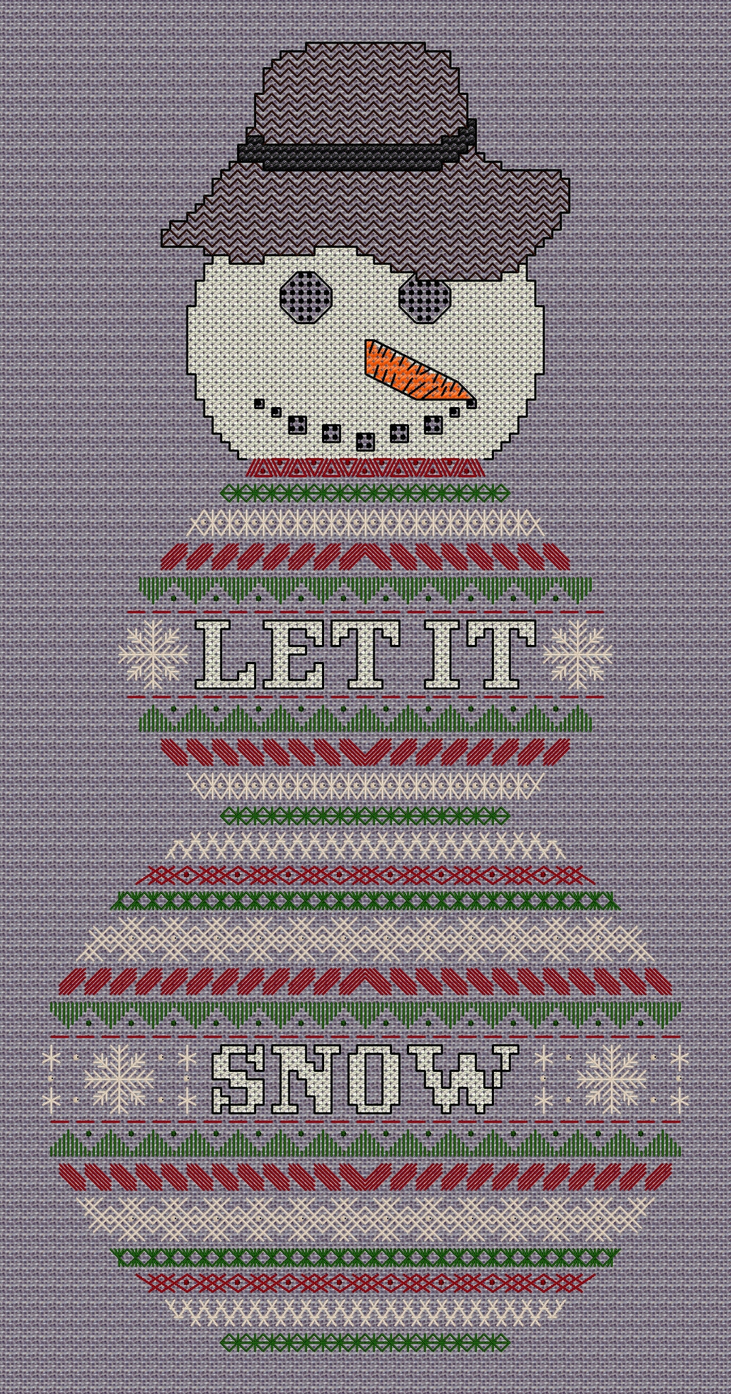 Snowman Design Beaded Christmas Band Sampler Pattern — PDF Download