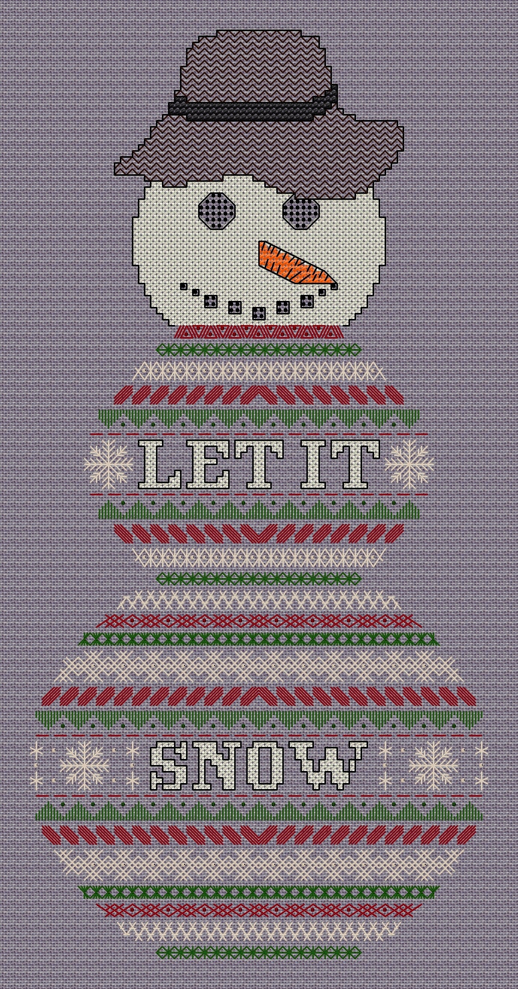 Snowman Design Beaded Christmas Band Sampler Pattern — PDF Download