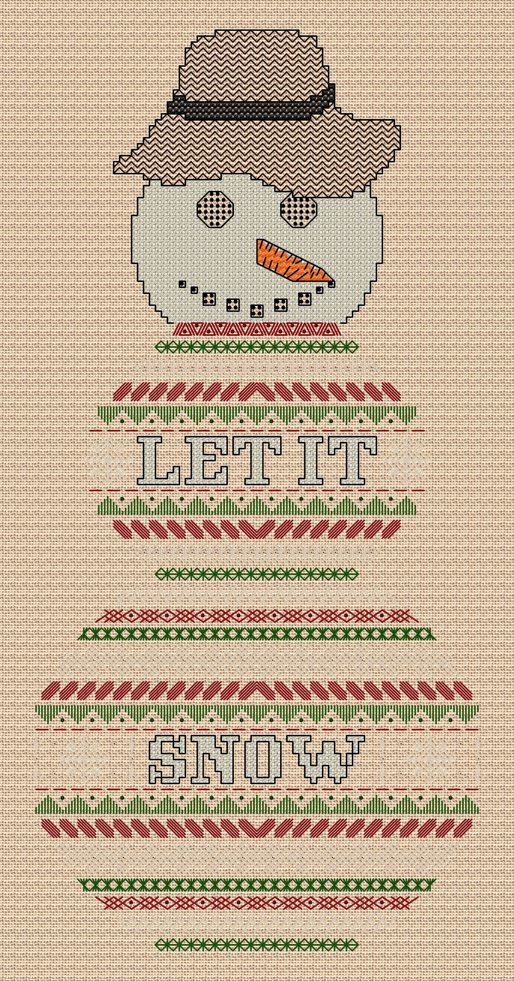 Snowman Design Beaded Christmas Band Sampler Pattern — PDF Download