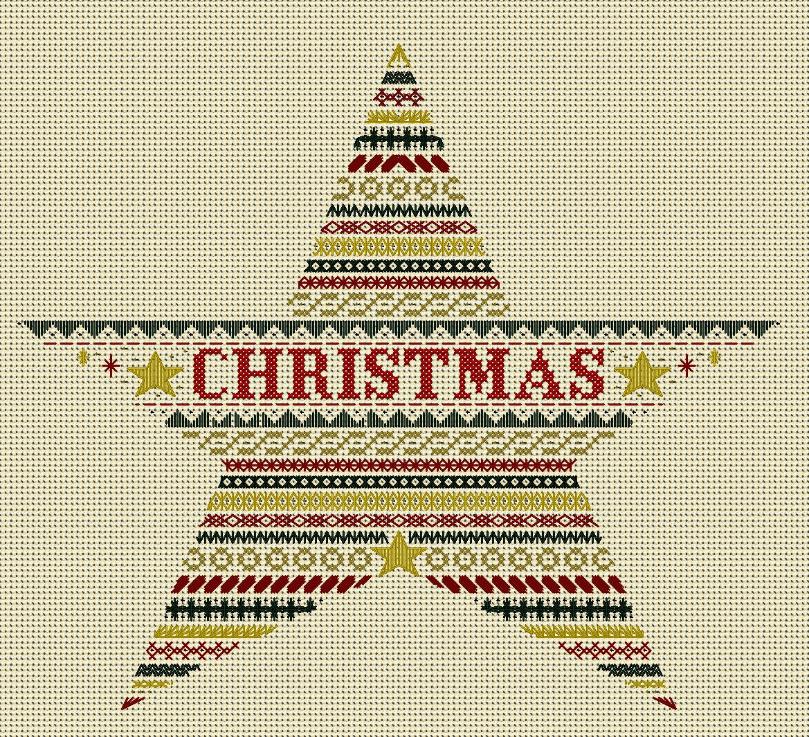 Star Design Beaded Christmas Band Sampler Pattern — PDF Download
