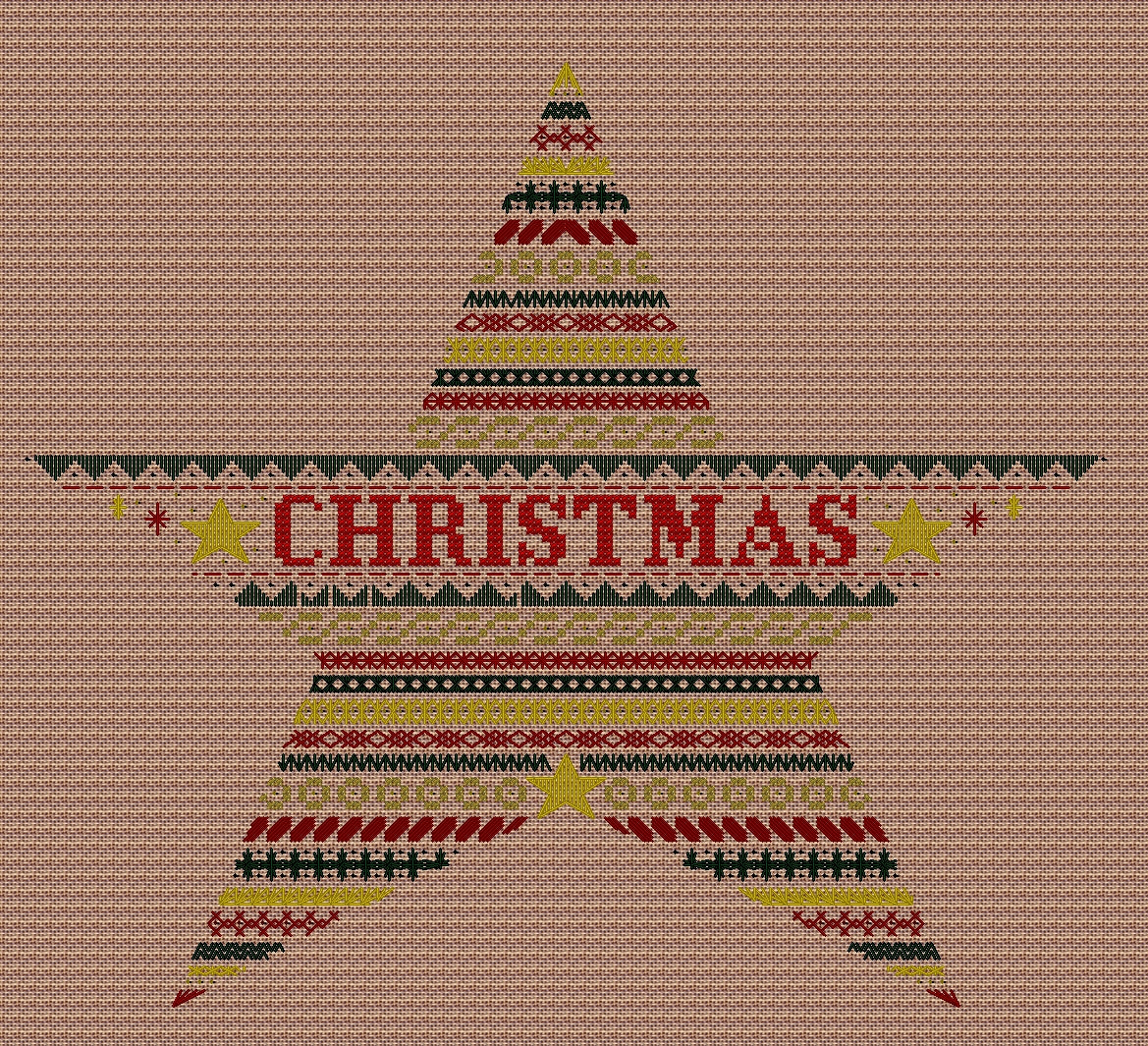 Star Design Beaded Christmas Band Sampler Pattern — PDF Download