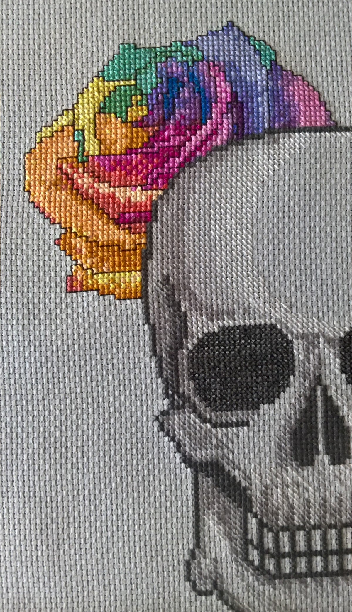 Rainbow Rose Skull Cross Stitch Chart — PDF Download