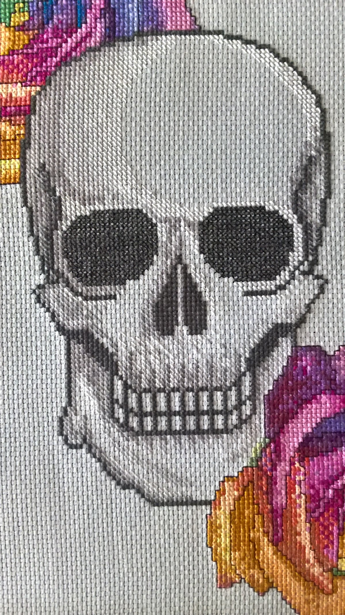 Rainbow Rose Skull Cross Stitch Chart — PDF Download
