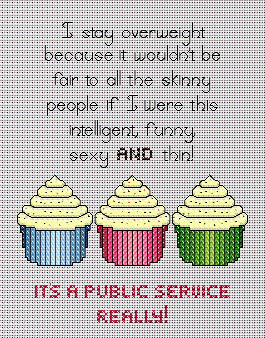 Stay Overweight — Cross Stitch Chart & Bead Pattern PDF Download