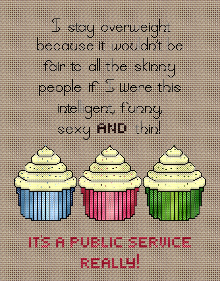 Stay Overweight — Cross Stitch Chart & Bead Pattern PDF Download