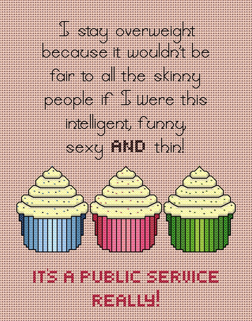 Stay Overweight — Cross Stitch Chart & Bead Pattern PDF Download