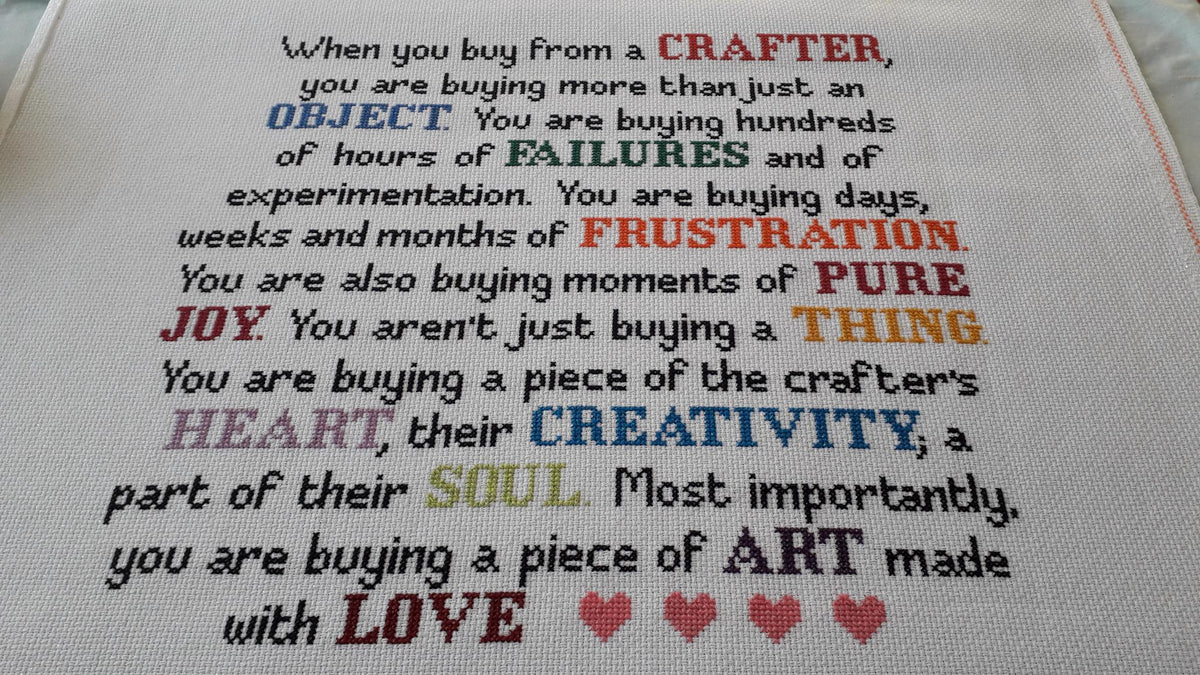 When You Buy From a Crafter — Cross Stitch Chart PDF Download