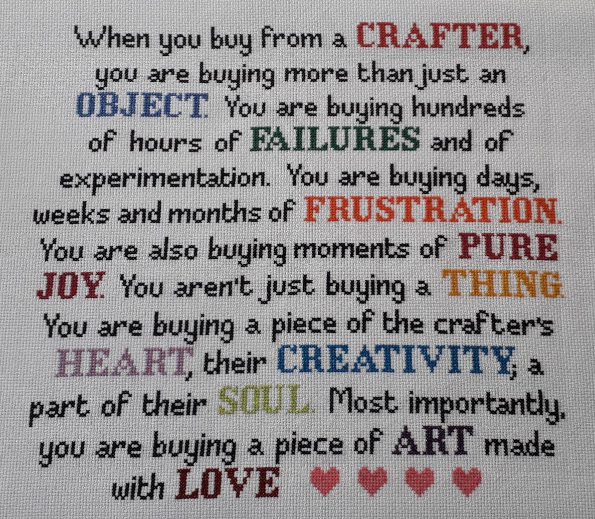 When You Buy From a Crafter — Cross Stitch Chart PDF Download