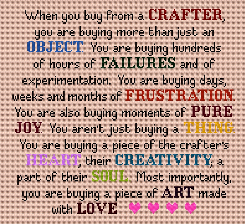When You Buy From a Crafter — Cross Stitch Chart PDF Download